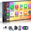 9" Double Din Car Stereo with Wireless Apple CarPlay & Android Auto,QLED IPS Touchscreen Double Din Radio,1080P Backup Camera, Mirror Link, Voice Control, Bluetooth 5.3, GPS, AM/FM, Type-C, EQ, SWC