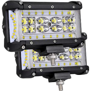 Side Shooter LED Pod Lights, Muto-Beam 2PCS 5Inch Quad Row Light Bars LED Fog Lights Off Road Driving Lighting Spot Flood Combo Light Work Lights for Truck UTV ATV SUV Boat Tractor (White)