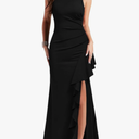 WOOSEA Women's Scoop Neck Sleeveless Split Bodycon Mermaid Evening Cocktail Long Dress, Size XL