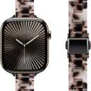 Slim Resin Band Compatible With Apple Watch Band Women 38mm 40mm 41mm 42mm 44mm 45mm 46mm, 14mm Thin Tortoise Lightweight Bracelet Dressy Strap for iWatch Bands Series 11 10 SE 2nd/3 9 8 7 6 5 4 3
