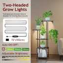 Homsorout Plant Stand Indoor with Grow Light, 5-Tiered Tall Plant Stand Indoor, Metal Plant Shelf with Hanging Basket Hook and Adjustable Light, Ideal for Living Room, Garden, Patio (Black )