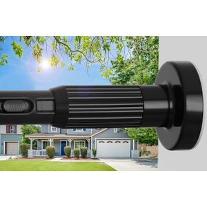 Tension Curtain Rod40-126.5IN(3.33-10.54Ft) One-Click Fast Extension Rod Easy to Install Black Long Outdoor Curtain Rods No Drilling Never Rust for Window or Shower Patio Diameter 1.26 Inches