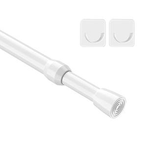 MEXAU 1Pcs Spring Tension Curtain Rod 26-39 inch Spring Tension Rods White Tension Rods Adjustable Spring Rod Extendable Tension Rod For Kitchen, Bathroom, Window, Bookshelf,Closet, Set of 2