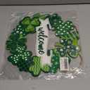 Wooden St. Patrick's Day Decoration Shamrock Door Wreath for Front Door Sign Wall Signs Shamrock Clover Spring Decoration, Irish Sign Welcome Hanging for Home Decor Party Outdoor Indoor Supply