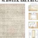 Schweek 9x12 Washable Area Rug Non Slip Neutral Beige Rug for Living Room