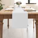 Soft Caddice Faux Linen Table Runner Cloth 2 Side for Kitchen Family Dinners or Gatherings, Indoor or Outdoor Parties, Everyday Use (12 x 72, Seats 4-6 People), Pure White