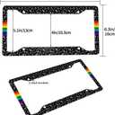 Rainbow Progress Pride Music License Plate Frame 2 Pack License Plate Holder Universal Aluminum License Plate Cover Car Accessories for Decor with Screw for Women Man 12.3 X 6.3 Inch