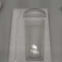 Glass Tumbler Stripe Glass Cup Coffee Cup With Lid and Straw LIDS DON'T SECURE 12.5 oz Drinking Glasses for Water,Iced Coffee,Milk,Tea,Juice (A-Stripe)