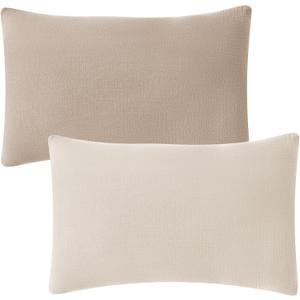 JELLYMONI 2 Pack Muslin Toddler Pillowcase for 13x18 Pillow, 100% Cotton Baby Pillow Case Cover for Bed, Toddler Cot and Travel, Soft & Breathable Baby Kids Envelope Pillowcase, No Pillow (Khaki/Beige)