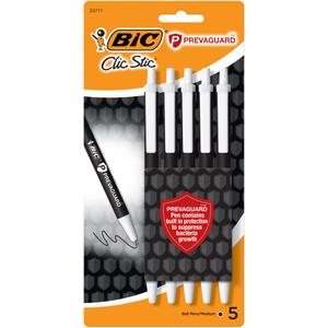 BIC® Prevaguard™ Clic Stic® Ball Pens - Black, 5 pk