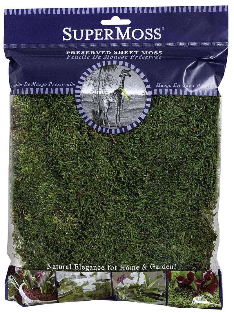 SuperMoss (21512) Preserved Sheet Moss, Fresh Green, 8oz (200 cubic inch) (200 in3 Bag (Appx. 8oz))
