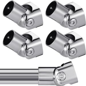 Zonon 4 Pack Shower Curtain Rods Single Swivel Flange Angled Shower Curtain Rods Bracket with Screws Brushed Nickel Finish 180 Rotation Fit 1" Outer Dia Rod for Bathroom Angled Sloped Ceiling Wall