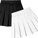 2 Pack Toddler Baby Girls Pleated Skirt Baby Girls Uniform Skirt Built in Shorts Tennis Casual Skorts for Little Kid