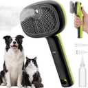 Pecute Cat Steam Brush, Self-Cleaning Steam Cat Brush with 2 Water Spray Modes, Large Capacity Tank, Steaming Renu Dog Brush for Shedding Massaging Grooming, Cool Mist Only, Green