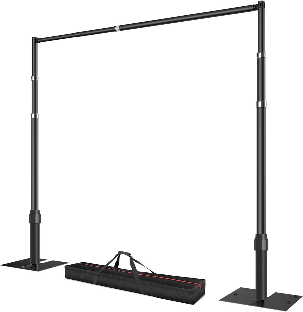 Pipe and Drape Backdrop Stand, 10x10ft Heavy Duty Adjustable Background Frame with Metal Base, Back Drop Holder for Parties Photography Wedding Photoshoot Decoration - Black