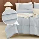 Masaca Oversized King Comforter 128x120,3 Pieces Pinch Pleated Light Blue Comforter Set Lightweight Modern Style Farmhouse Extra Large King Size Bedding for All Season, Oversized King Plus 128x120