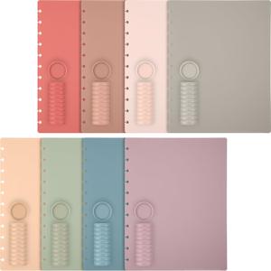 Fuutreo 8 Set Discbound Notebook Cover and Disc Set 8.5 X11.75 Inch Polyethylene Cover with Disc Suitable for Letter Size Fill Page for Work Meeting(Vintage Color)