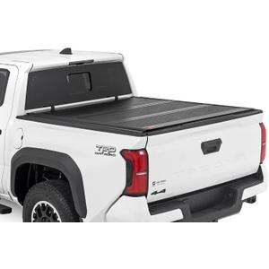 Rough Country Hard Tri-Fold Tonneau Cover for Toyota Tacoma Truck (2024-2025) - Low-Profile Aluminum Truck Bed Cover, Fits 5' Bed (60")