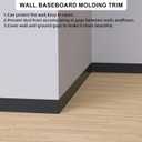 Raycity rubber Baseboard Trim - 4 Inch x 40 Feet Vinyl base cove molding, Peel and Stick Baseboard Self Adhesive Wall Base Molding Trim Floor Baseboard molding Corner Rubber Moulding Trim (Black)