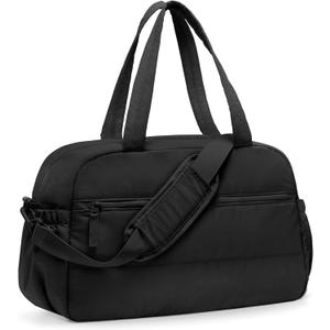 Gym Bag for Women, Travel Duffle Bags with Wet Pocket, Lightweight Carry on Bag Overnight Weekender Duffel Bag, Water Resistant (Black)