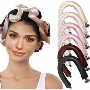 6 Pack Heatless Hair Curler, Heatless Curls Overnight for All Hairs Types, Hair Rollers for Blowout Look Long Hair, Curls Satin Jumbo Flexi Rods to Sleep in (Color, A)