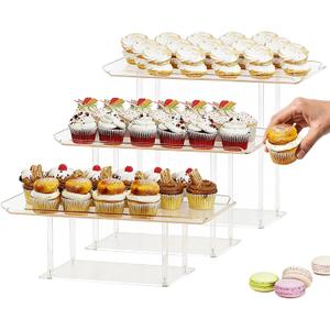 HeiMma 3 Pack Dessert Table Display Set, Clear Acrylic Desert Stands Buffet Risers for Cupcakes Dessert Pastry Food Treat Tier Cookie Dessert Platter Serving Trays Stand for Wedding Birthday Party
