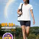 MAGCOMSEN Women's Workout Tops Short Sleeve UPF 50+ Athletic Shirts Quick Dry V-Neck T-Shirt Moisture Wicking Gym Tee (White, S)