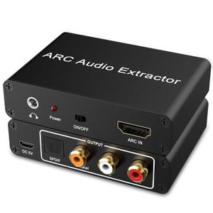 192KHz HDMI ARC Audio Extractor Adapter with Optical SPDIF, Coaxial, 3.5mm L/R, RCA Stereo, HDMI ARC to RCA Optical Audio Adapter for HDTV, Soundbar, Amplifier