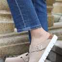 Genuine Suede Clogs for Women Platform ShoesLeather Comfort Potato Shoes Chunky with Arch Support, Casual Trendy Shoes Mules for Women (11, Sand)