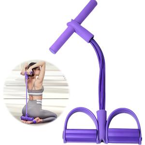 21 Fitness Resistance Bands-4 Tube Pedal Ankle Puller, New Elastic Yoga Pedal Puller Stretch Band for Exercise, AB Training Auxiliary Device Sit Up Exercise Equipment for Women Men (Purple)