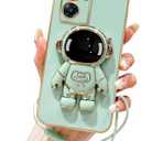 Tesazxcn for OnePlus Nord N300 Phone Case Cute 6D Astronaut Cases with Stand Function,with Lanyard Luxury Plating Cover Electroplated Cover for OnePlus N300, 1+Nord N300 Case, Cyan