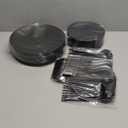 EI 150pcs Black Plastic Plates Frosted Plastic Plate,Premium Heavy Duty Black Plastic Plates,Black Disposable Plates with Black Plastic Silverware,10.25" Dinner Plates and 7.5" Dessert Plate