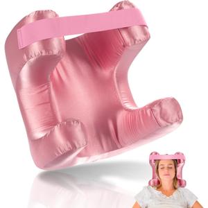 SAGUD Memory Foam Face Pillow for Side Sleeper Anti-Wrinkle Massage Bed Pillow with Soft Pillowcase Beauty Pillow for Sleeping Face Down, Pink