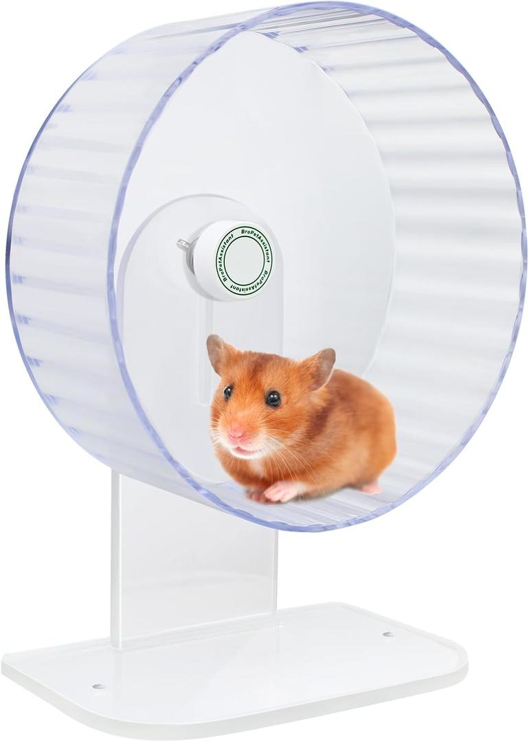 Silent Hamster Wheels - Syrian Hamster Wheel, Hamster Wheel Car, 10.2 Inch Hamster Wheel, Fully Transparent, Height Adjustable, Quiet Wheels for Various Small Animals (Large)