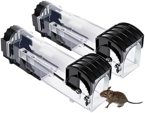 Humane Mouse Traps 2-Pack, 12.2 Inches Enlarged No Kill Rat Traps for Chipmunk - Easy to Use & Clean, No Touch Release, Sensitive, Pet and Children Friendly Mice Trap Catcher Indoor and Outdoor