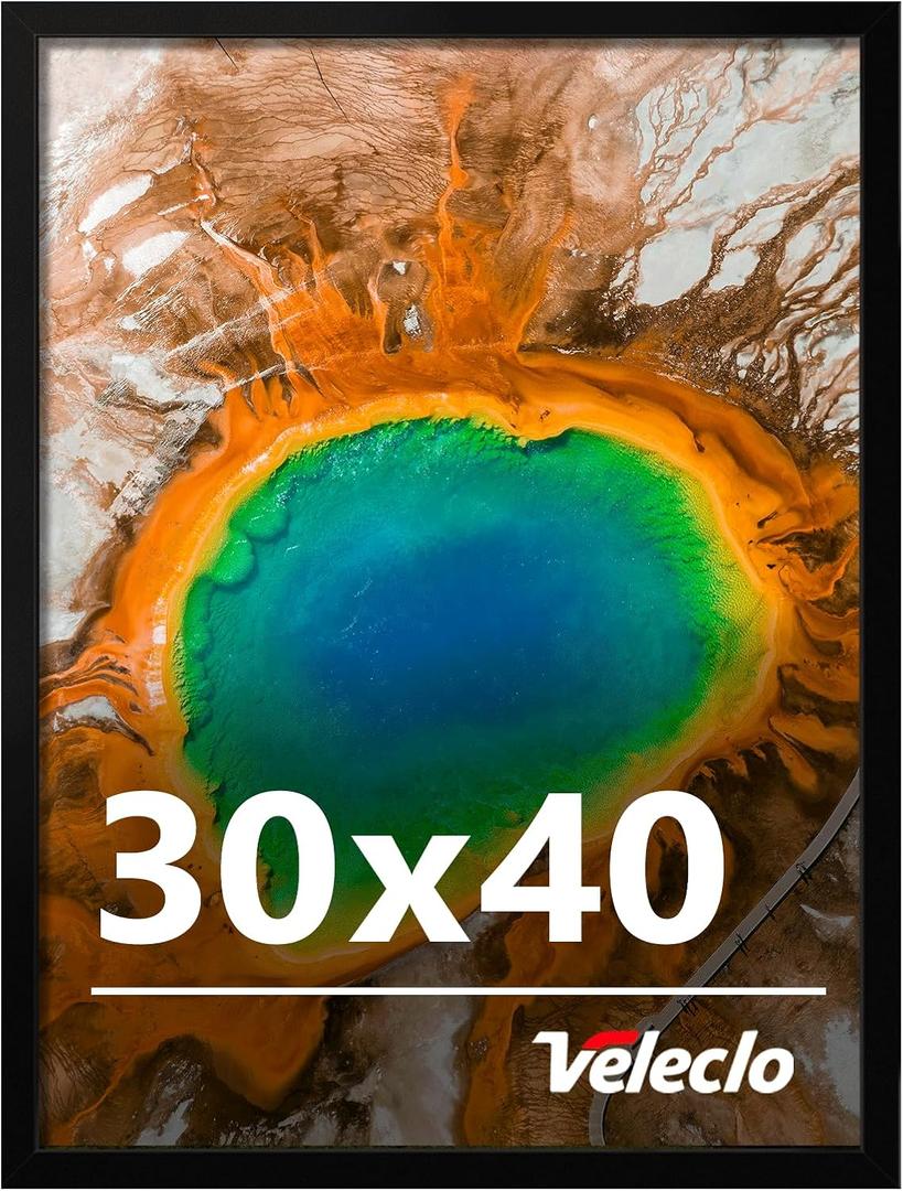 30x40 Picture Frame for Wall Display, 30x40 Black Picture Frame with Shatter Resistant Plexiglass, Stable and Sturdy 30 x 40 Poster Frame for Wall Display, Handpicked Gift Collection, 1 Pack, Black 