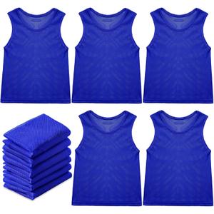 Sintege 12 Pcs Soccer Pinnies Pennies Jersey Scrimmage Vest Sports Practice Jersey Mesh Basketball Vest for Youth Adult Kids (Medium, Blue)