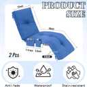 Kigley 2 Pcs Outdoor Chaise Lounge Cushions with 3 Side Pocket 76x22x6 Inch Waterproof Long Deck Reclining Chair Cushions Fade Resistant Replacement Cushion for Furniture Lawn Pool (Blue,Solid Color)
