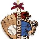 2 x Baseball Christmas Ornament 2025 - Xmas Gifts for Baseball Players, Lovers, Team, Coach, Sports Fan Gifts for Boys, Kids, Men, Son, Brothers - Wooden Ornaments Tree Decorations