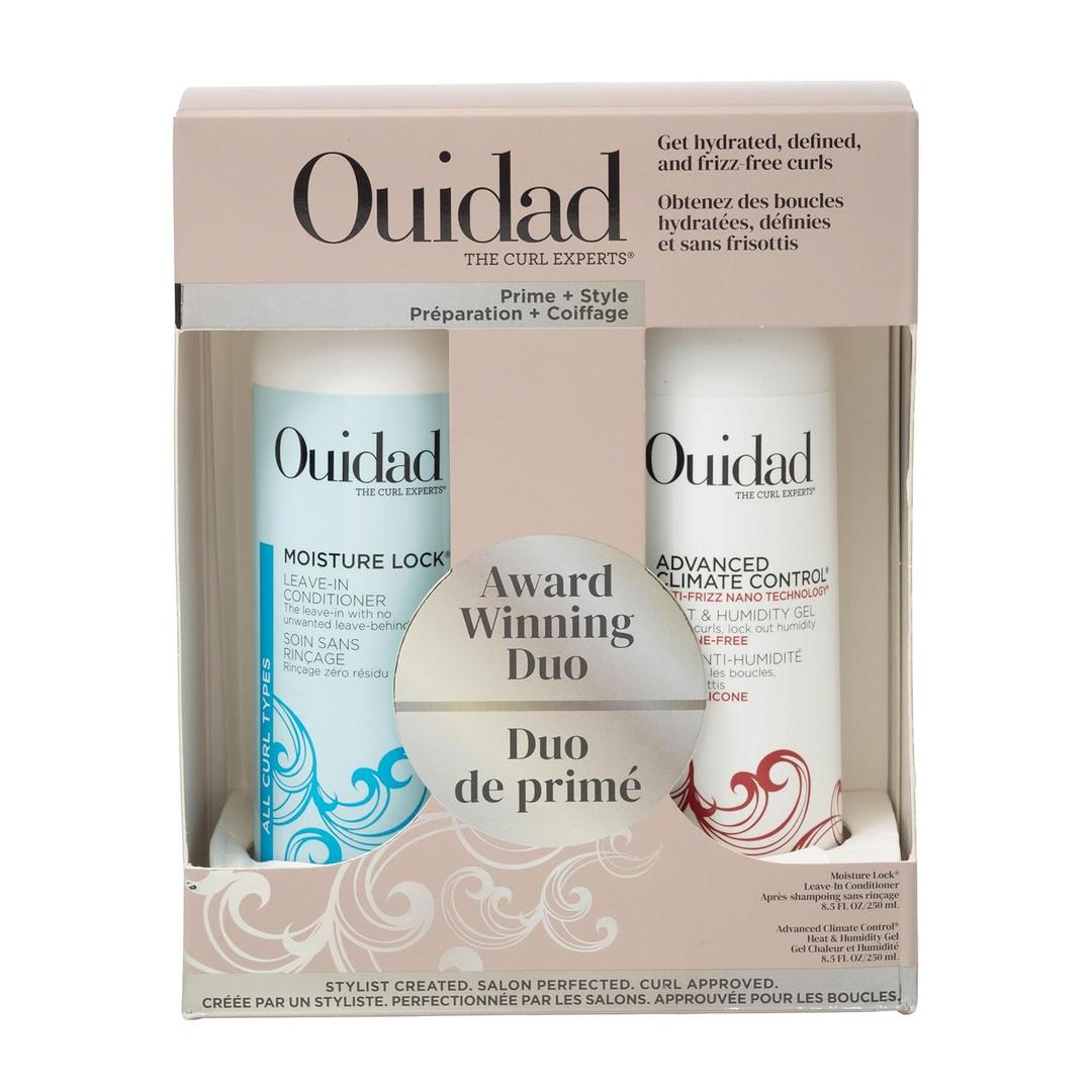 Ouidad Advanced Climate Control Heat & Humidity Styling Kit, Anti Frizz Curly Hair Products to Lock in Moisture & Block Humidity, Flexible, Long-Lasting Hold, No Parabens & Sulfates (8.5 Fl Oz (Pack of 2))