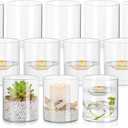 Hewory Glass Hurricane Candle Holder Set of 12, Clear Glass Candle Holders for Pillar Candles Floating Candles, 4 inch Cylinder Hurricane Vases for Centerpieces Wedding Christmas Home Decor