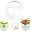 Firlar Clear Wall Hanging Plant Terrarium, 2 Pcs Acrylic Wall-Mounted Plant Pot Fish Tank Globe Flower Vase Terrarium Container Air Plant Holder Wall Hanging Bowl for Air Plants Succulents Fish