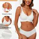 Women's Seamless Bras No Underwire Comfort Bralettes Push Up Bras Wireless Scalloped Full Coverage Everyday Bra (White, L)
