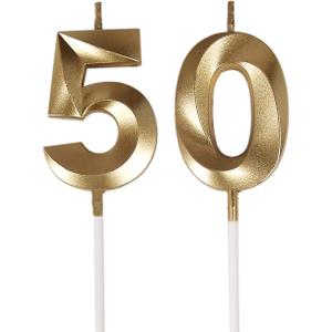 50th Birthday Candles,Gold Number 50 Cake Topper for Birthday Decorations Party Decoration
