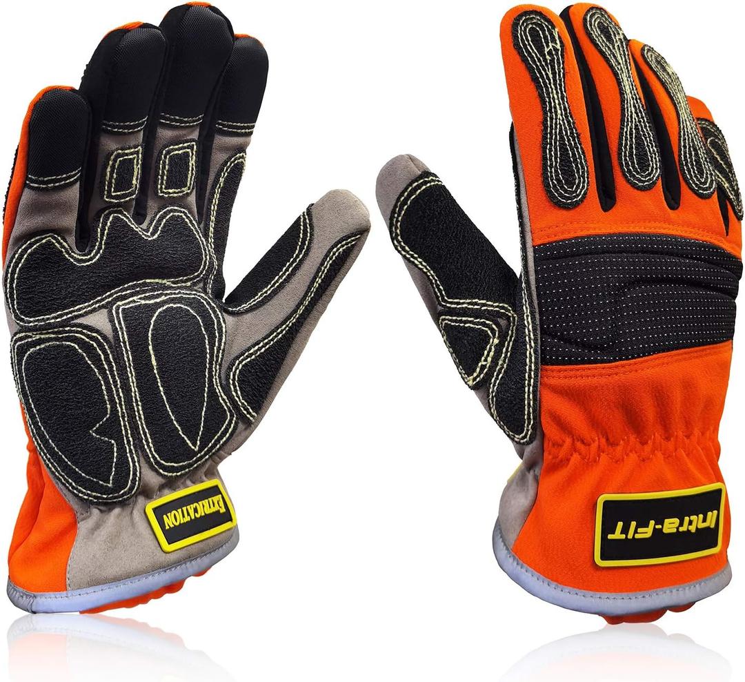 Medium Duty Extrication Recue Gloves, Cut Resistant, Oil & Water Resistant, EN388 Rate 4242XP/4131, Orange/Yellow