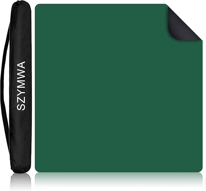 34.5"x34.5" Large Rubber Mahjong Mat Anti Slip and Noise Reduction Play Mat for Mahjong, Board Games, Dominoes, Tile Games Tabletop Cover Poker Mat with Carrying Bag(Green)