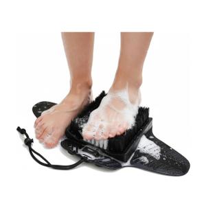 Efforest Shower Foot Scrubber Mat with Pumice Stone - Cleans, Smooths & Removes Dead Skin on Foot Without Bending, Foot Callus Remover with Non-Slip Suction Cups (Black)