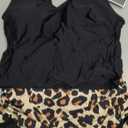 Eomenie Two Piece Tankini Swimsuits for Women Tummy Control Bathing Suits Cutout Back Swim Tank Top with High Waisted Bottom (Large, Black Leopard)