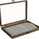 Stratalife Necklace Box Necklace Holder Organizer Wooden Jewelry Box Jewelry Storage Display for Vendors Organizer Tray with Clear Lid Vintage Style