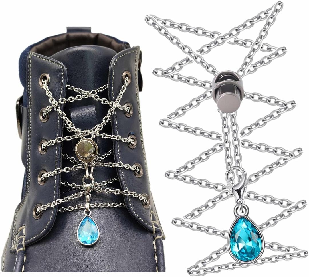 Boots Lace Chain Crystal Shoelace Heavy Duty Sneakers No Tie Lock Shoe Lace 1 Pair-2
